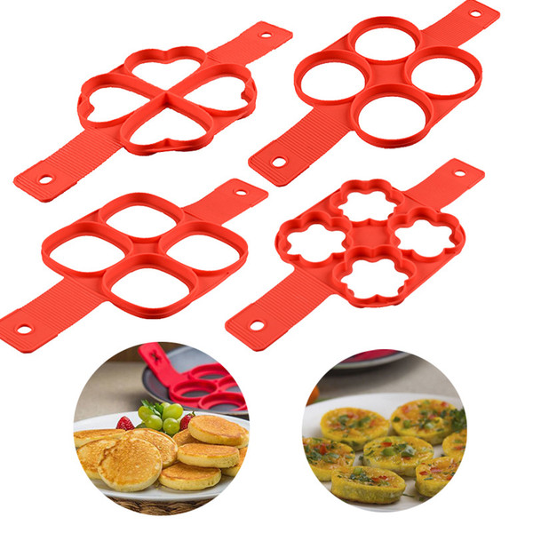 Fantastic Non Stick Pancake Pan Flip 7/4 holes Fried Egg Mold Breakfast Maker Omelette Silicone Pancakes Mold Pastry Cooking Tools