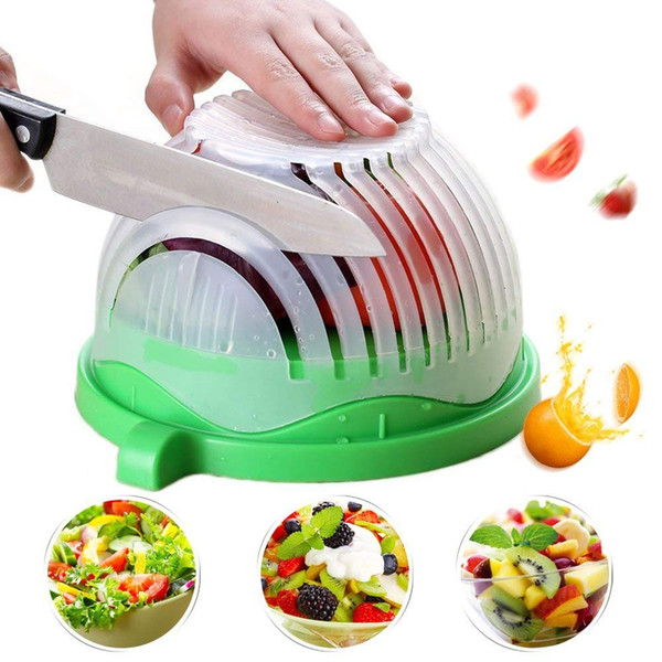 Salad Cutter Bowl, 60 Seconds Quickly Salad Maker, Multi-functional Kitchen Tool Salad Chopper Bowl,Salad Bowl,Vegetable Slicer(Green)