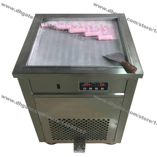 Free Shipping Stainless Steel 110v 220v Electric 50cm Thai Single Square Fry Pan Ice Cream Rolled Yogurt Maker Fried Ice Cream Roll Machine