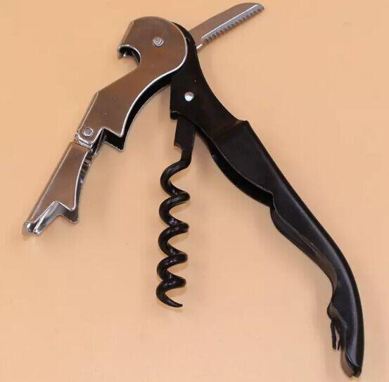 Multi functional Waiter Wine Tool Bottle Opener Sea horse Corkscrew Knife Pulltap Double Hinged Corkscrew Black color