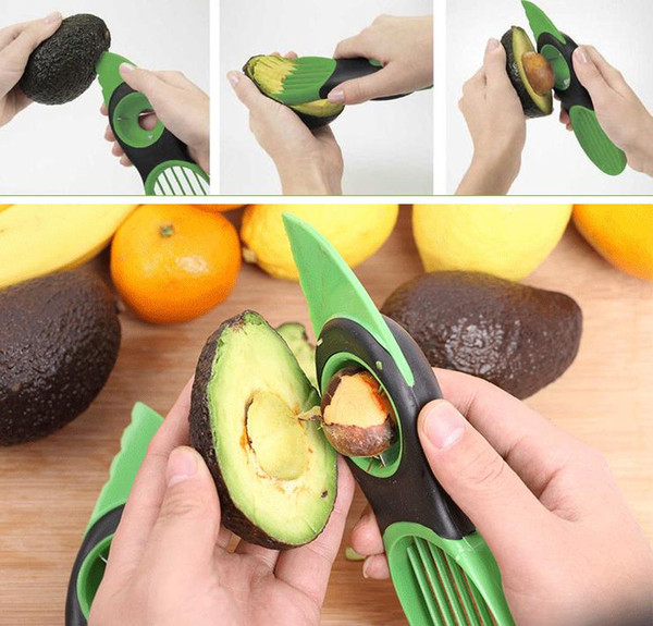 1PC Hot Portble 3-in-1 Safety Avocado Slicer Corer Plastic Fruit Pitter Cooking Tools Durable Blade Kitchen Accessories A116