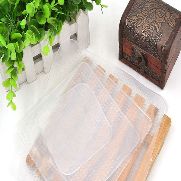 4pcs/set Multifunctional Food Fresh Keeping Saran Wrap Kitchen Tools Reusable Silicone Food Wraps Seal Vacuum Cover Lid Stretch