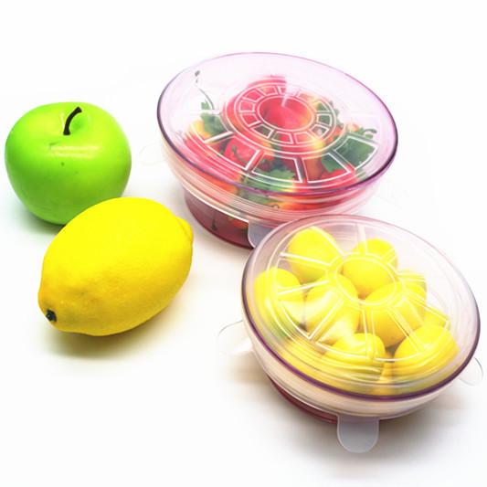 6pcs/Set Food Wraps Reusable Silicone Food Fresh Keeping Sealed Covers Silicone Seal Vacuum Stretch Lids Saran Wraps