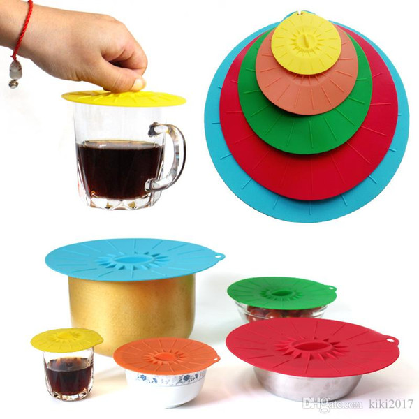 Practical 5pcs/Set Silicone Food Lids Family Food Saver Covers Silicone Fresh Cover Suction Lids For Bowls Cups Containers