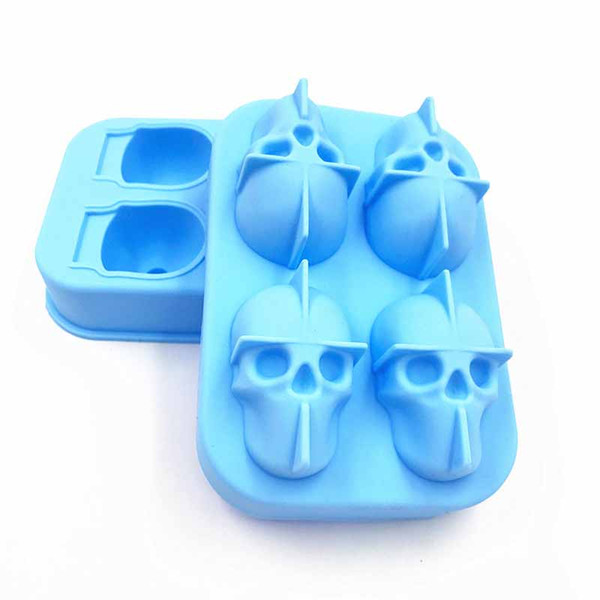 Skull Shape 3D Ice Cube Mold Maker Bar Party Silicone Trays Case Halloween Cake Candy Mould Kitchen Tool Gift 8 colors Choose 12*8.5*5cm