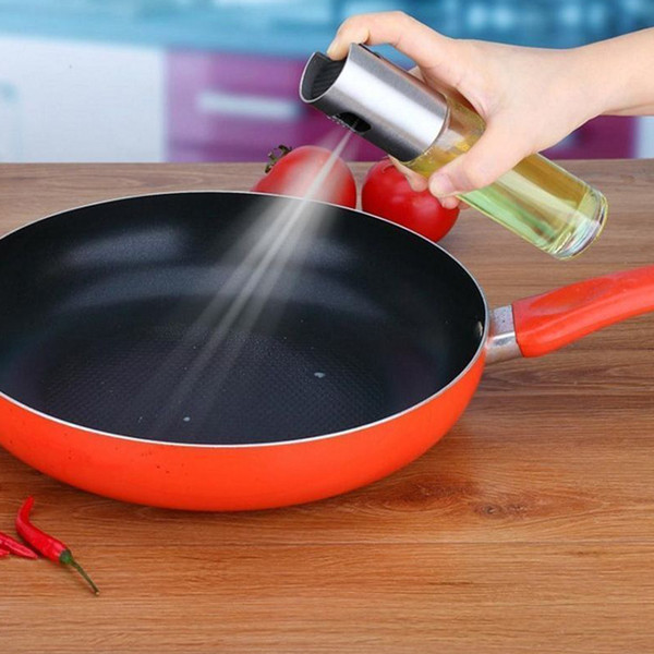 Cooking Oil Pump Spray Bottle Olive Can Tool Pot Cooking Kitchen Stainless Steel Glass