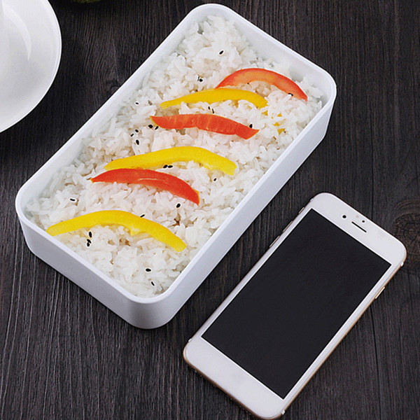 Student PP Bento Box with Plastic Cover 2 Box Lunch Layer Food Storage Container Dishware for Picnics Camping Travel