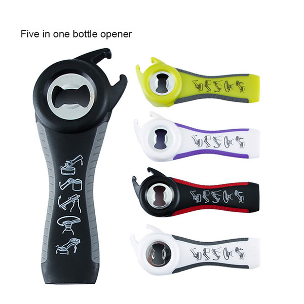 5 in 1 Bottle Opener Twist Easy Grip Can Opener Quick Opening for Elderly,Children and Arthritis Sufferers to Open Various Jars C