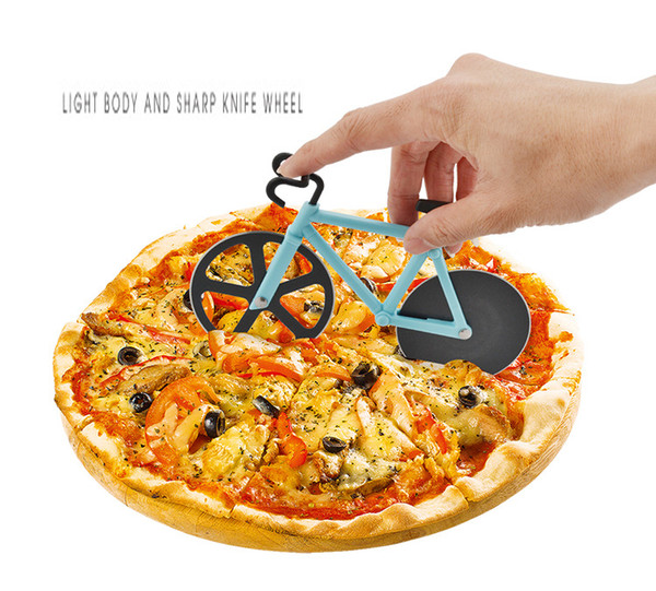 Pizza Cutter Bicycle Pizza Slicer Dual Stainless Steel Cutting Wheels with a Stand