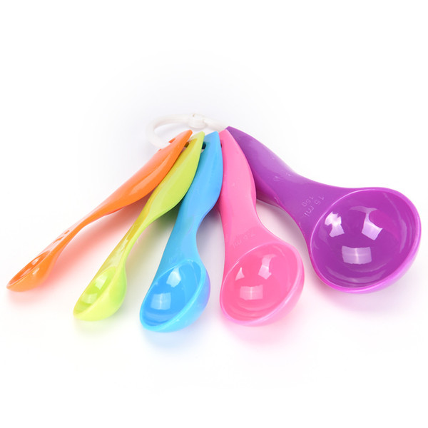 DHL Free Multi-Function Colorful Rainbow 5Pcs Kitchen Measuring Spoons Set Measuring Cups Spoons Baking Utensil Set Measuring Tools