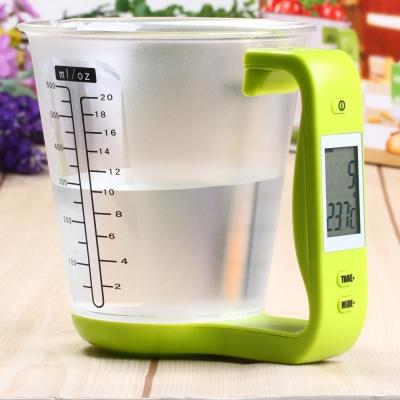 Hostweigh Digital Cup Kitchen Scales Electronic Measuring Tool Household Jug Scale with LCD Display Temp Measurement Cups B