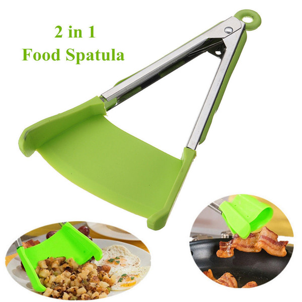 2 in 1 Kitchen Spatula Tongs Non Stick Heat Resistance Stainless Steel The Ultimate 2-in-1 Kitchen Helper