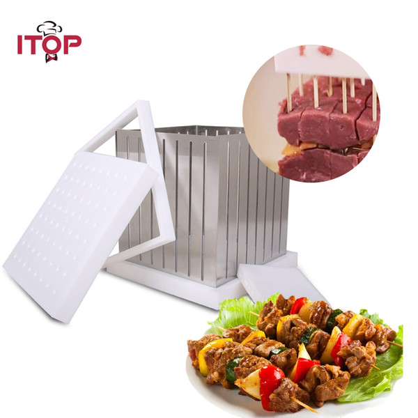 Portable Kebab Maker ABS Plastic + Stainless Steel Skewers Maker Box Rapid Wear Meat Maker 64 Skewers One Time BBQ Barbecue Tool