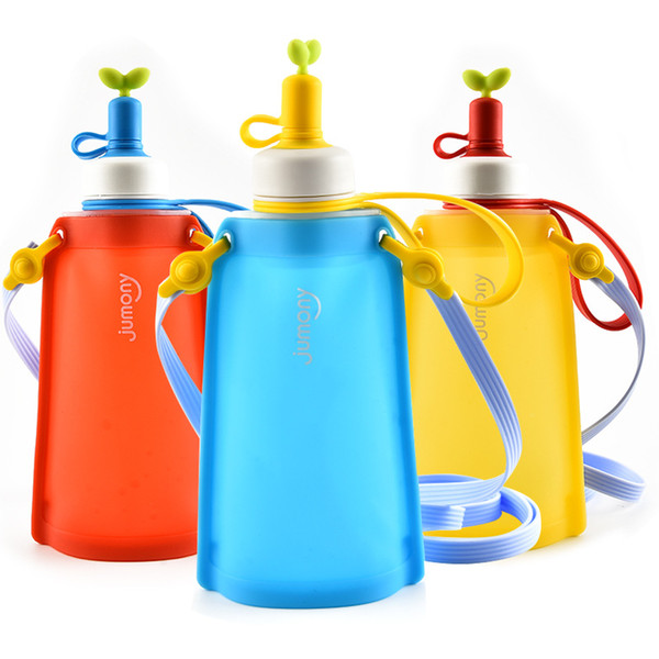 Jumony Water Bottle Korea Sillymann Children Plastic Portable Kettle Children Outdoor Sports Silicone Folding Water Bottle