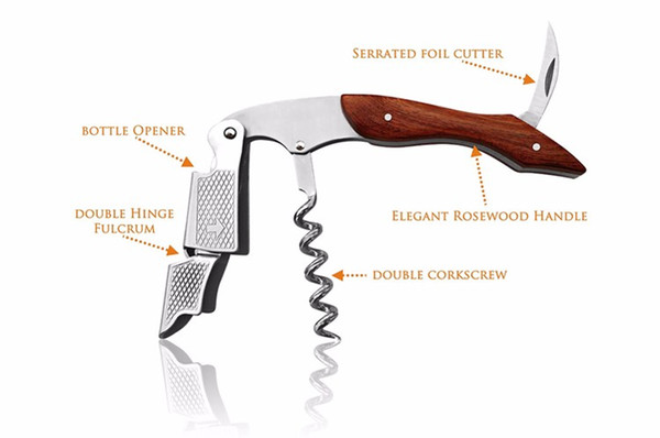 High Quality Wood Handle Professional Wine Opener Multifunction Portable Screw Corkscrew Wine Bottle Opener Cook Tools