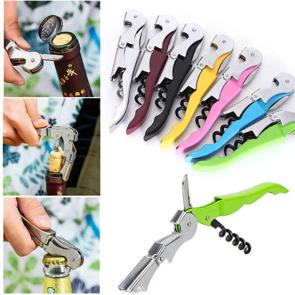 Multi-function Wine Corkscrew Stainless Steel Bottle Opener Knife Pull Tap Double Hinged Corkscrew Creative Promotional Gifts