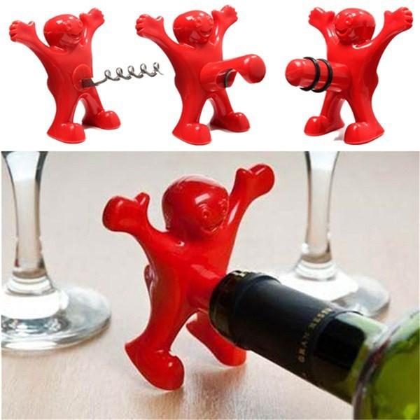 Red Happy Man Wine Bottle Novelty Opener Stopper Corkscrew Beer bottle opener Bottle Favors Bar Wedding