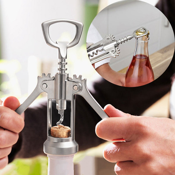 Stainless Steel Bottle Opener Waiter Metal Red Wine Opener Corkscrew Bottle Handle Bottle Pumps Corkscrews Cork Out Tool