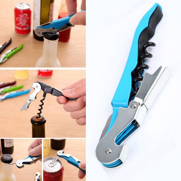 Stainless Steel Cork Screw Corkscrew MultiFunction Wine Bottle Cap Opener Double Hinge Waiters Corkscrew Wine Opener 100pcs OOA4629