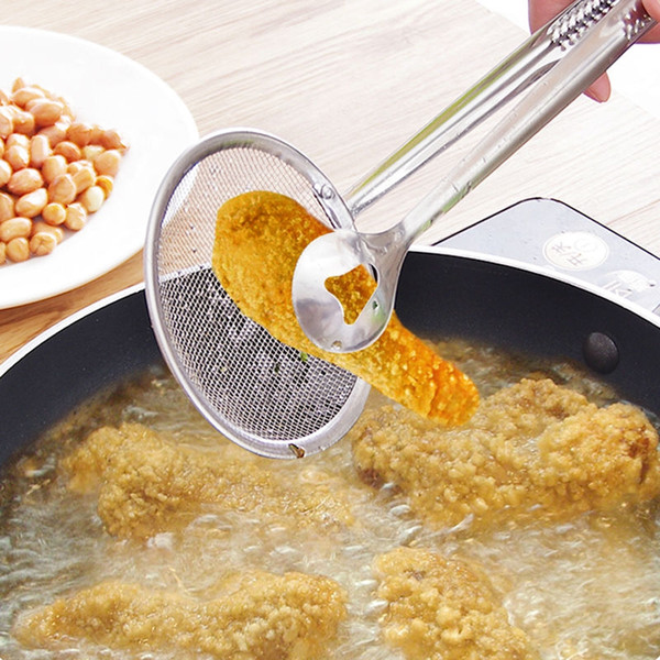 Stainless Steel Strainer Kitchen Filter Mesh Spoon Fried Food Oil Strainer Clip