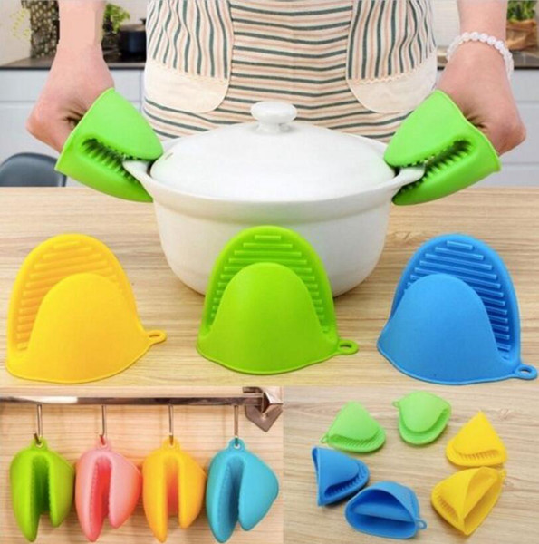 Kitchen Silicone Heat Resistant Gloves Clips Insulation Non Stick Anti-slip Pot Holder Clip Cooking Baking Oven Mitts Kitchen Tools OOA4999