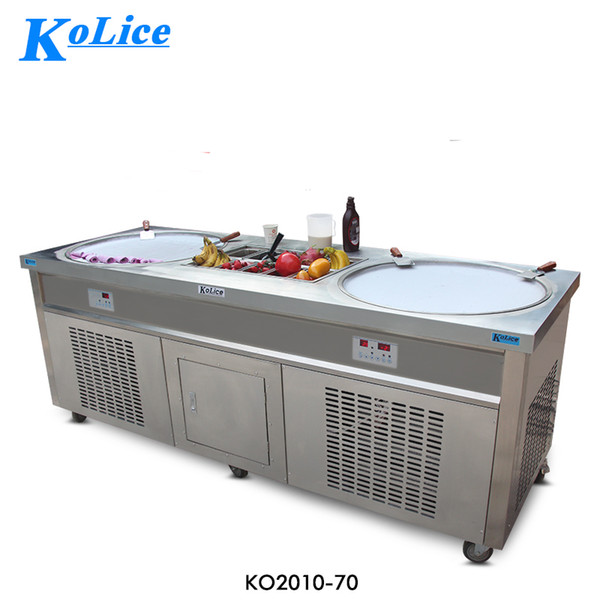 Free shipment to door USA WH double 20 inches ice pans with 10 cooling tank roll ice cream machine fry ice cream machine with refrigerant