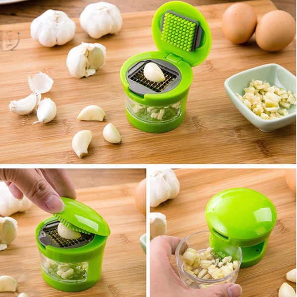 Garlic Chopper Plastic Stainless Steel Mini Garlic Press Chopper Cutter Garlic Grinding Mashing Machine Kitchen Hand Tool