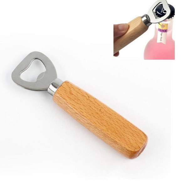 Kitchen Bottle Opener Tools Wooden Handle Beer Openers Bar Tools Soda Beer Bottle Cap Opener Wine Bottle Opener Tool