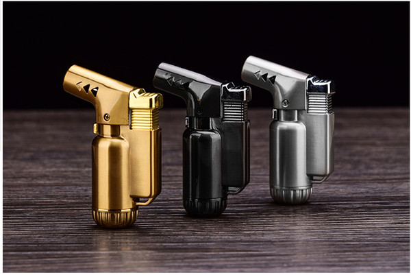 METAL Windproof Butane Gas lighter metal Cigar Cigarette Lighter mini Refillable jet flame torch Dabs Jet Butane Torch golden grey silver