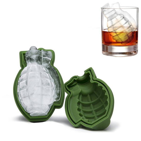 2pcs Ice cube Creative Bar Accessories Green 3D Grenade Large Food Grade Silicone Ice Mold Whiskey Ice Maker Kitchen tool