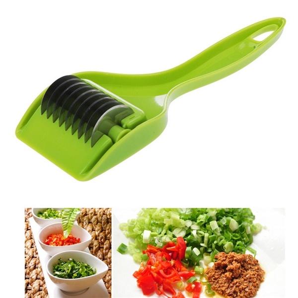 Stainless Kitchen Accessories Gadgets Blade Green Onion Chopper Slicer Garlic Coriander Cutter Chopper Vegatable Cooking Tools