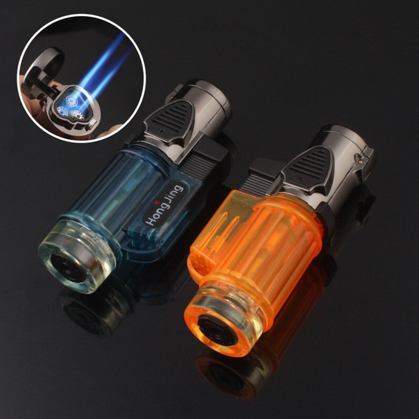 high quality 3 Flame Torch Lighter Butane Gas torch Cigarette Cigar Lighter protable Refillable Windproof lighter dhl free shipping