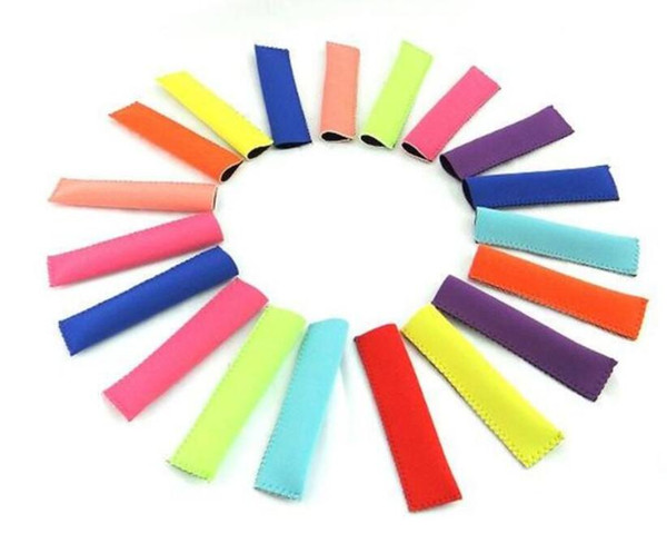 HOT Popsicle Holders Pop Ice Sleeves Freezer Pop Holders 15x4.2cm for Kids Summer Kitchen Tools 10 color