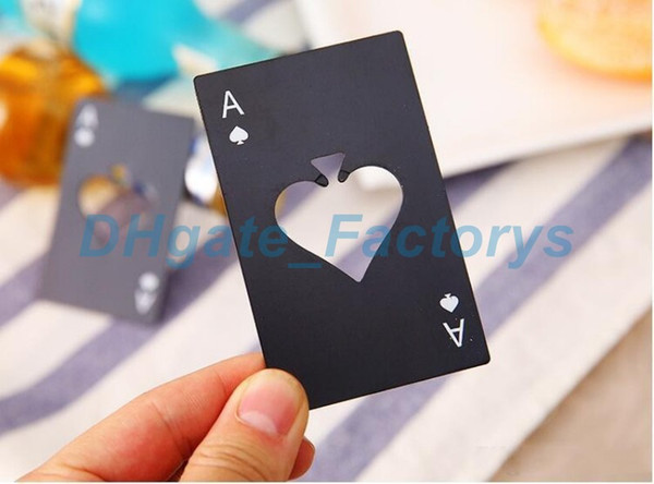 New Stylish Black Beer Bottle Opener Poker Playing Card Ace of Spades Bar Tool Soda Cap Opener Gift Kitchen Gadgets Tools