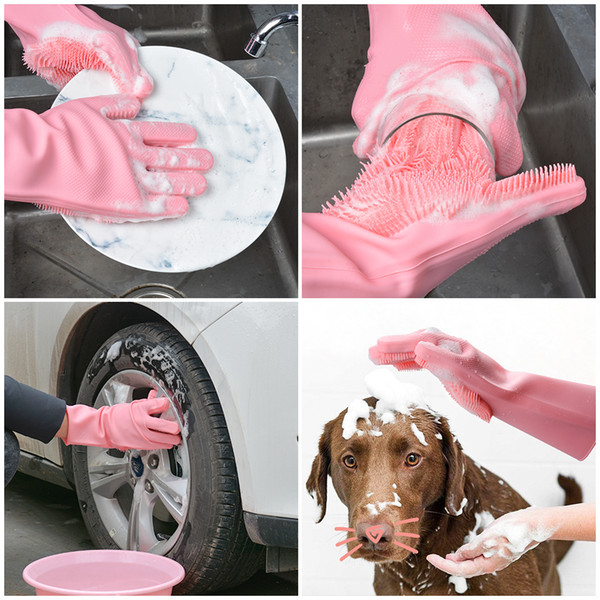 Magic Silicone Dish Washing Gloves Kitchen Accessories Dishwashing Glove Household Tools for Cleaning Car Pet Brush