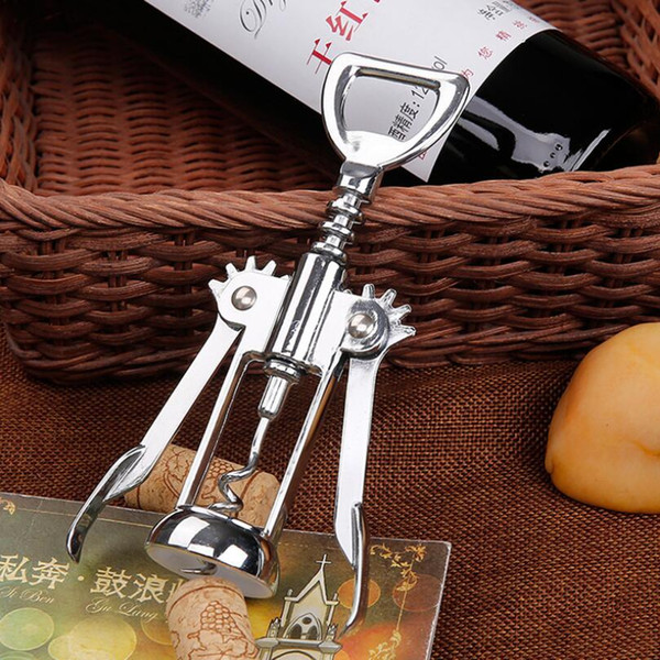 Stainless Steel Wine Bottle Opener Handle Pressure Corkscrew Red Wine Opener Kitchen Accessory Bar Tool Wing Corkscrew Opener LX6213