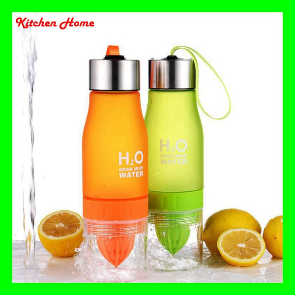 650ML Frosted Plastic Lemon Bottles Cups Leak-proof Water Cups Bottles H2O Portable Sports Water Bottle For Outdoor Sport Running Camping