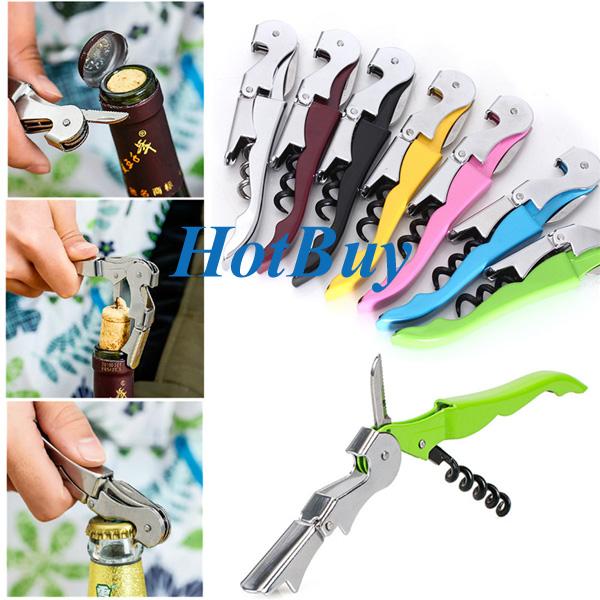 High Quality Soft Velvet Touch Waiters Double Hinge Corkscrew Wine Key Bottle Opener With Plastic Handle #3911