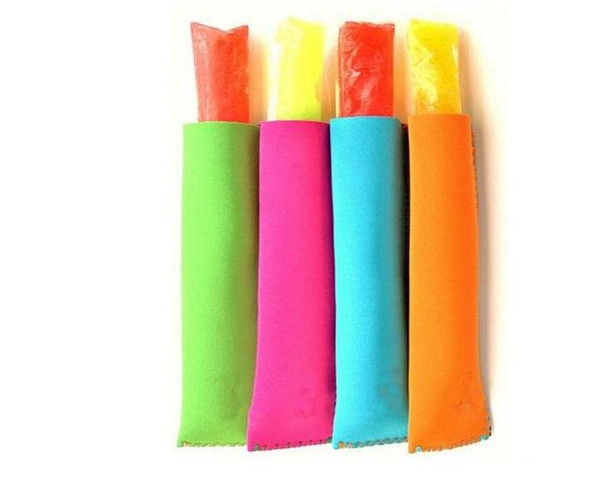 Wholesale Popsicle Holders Pop Ice Sleeves Freezer Pop Holders 15x4.2cm for Kids Summer Kitchen Tools 10 color