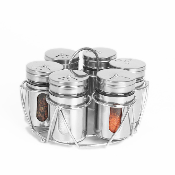 1PC Multifunction kitchen Spice Jar Seasoning Condiment Jar bottle Stainless Steel Glass seal Pepper Shaker bottle Cooking Tool