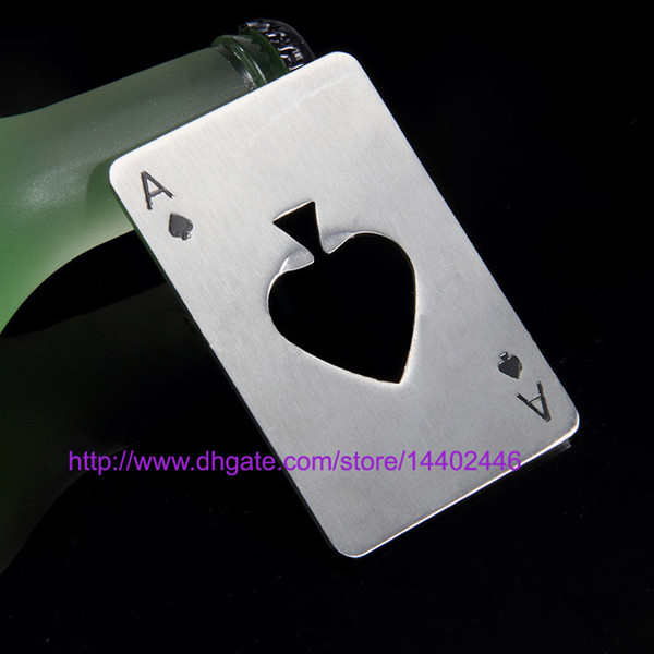 Free Shipping 50pcs Stainless Steel Playing Poker Card Ace Heart Shaped Soda Beer Red Wine Cap Can Bottle Opener Bar Tool Openers