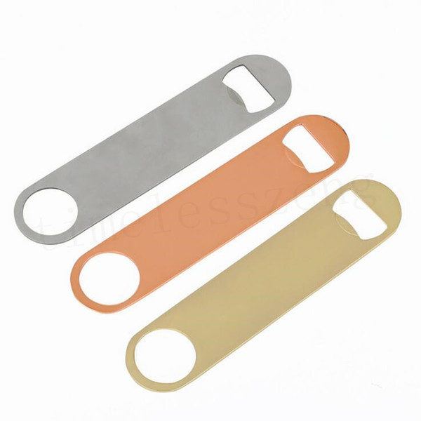 3 Colors Simple Style Opener 18CM Length Straight Bar Beer Bottle Opener Stainless Steel Bottle Opener With Hole