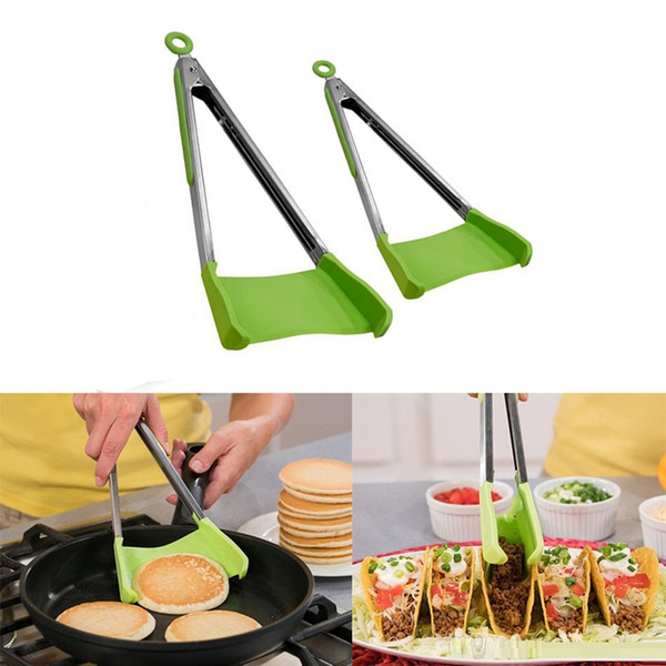 Clever Spatula Tong 2-in-1 Kitchen Spatula Tongs Non-stick Heat Resistant Kitchen Helper Frame Kitchen Tongs Tools mkk338