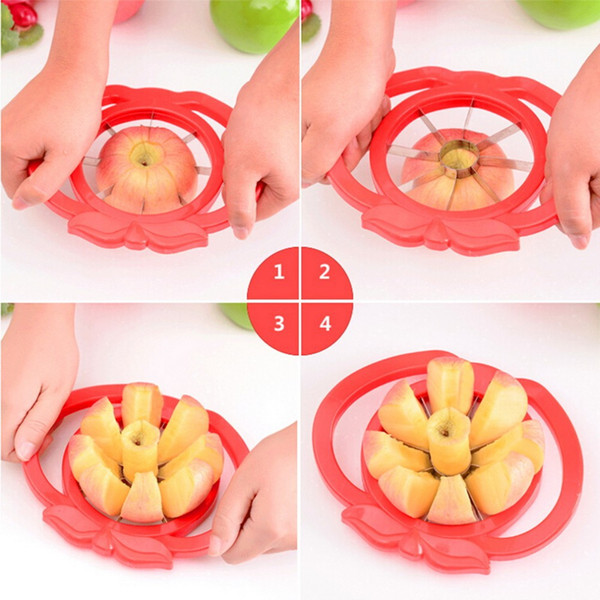 Apple Slicer Cutter Corer Divider Plastic Stainless Steel Kitchen Fruit Tool