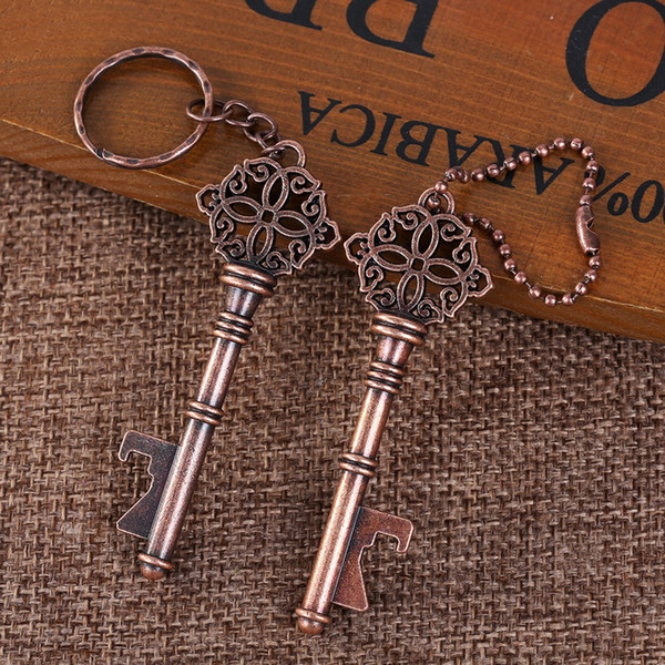 Wedding Favor Party Gift Creative Antique Key Chain Bottle Opener Mini Keychain Beer Bottle Opener Card Packing DHL Free Shipping