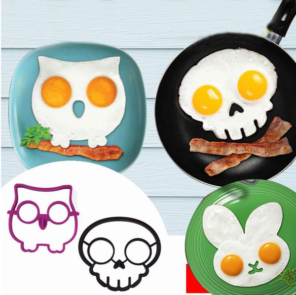 Food Grade Silicone Novel Trendy Silicone Skull Owl Rabbit Fried Silicone Fried Egg Mold Pancake Egg Cooking Tool Free Shipping H0177