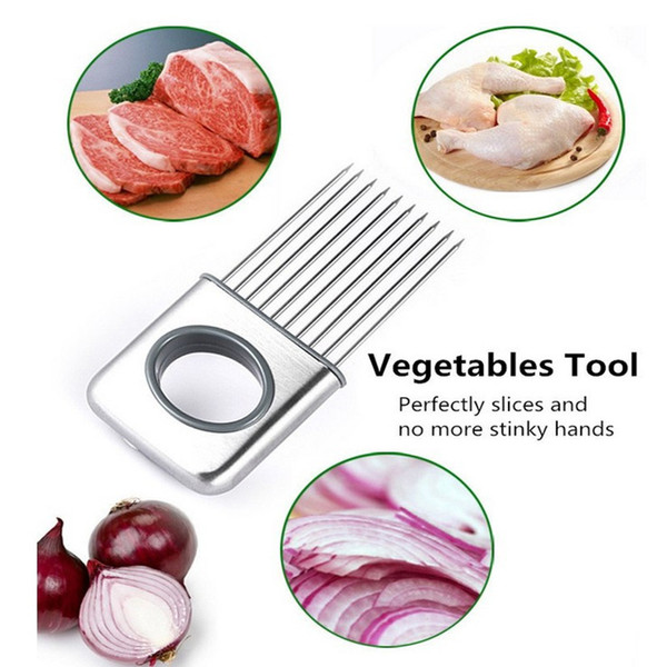 500pcs Easy Cut Onion Holder Slicer Vegetable Tools Tomato Cutter Stainless Steel Kitchen Gadgets Meat Shredder Stinky Hands