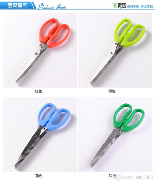 Free shipping multilayer stainless steel kitchen scissors multifunctional household food chopped scallions seaweed 5 layer strong scissors s