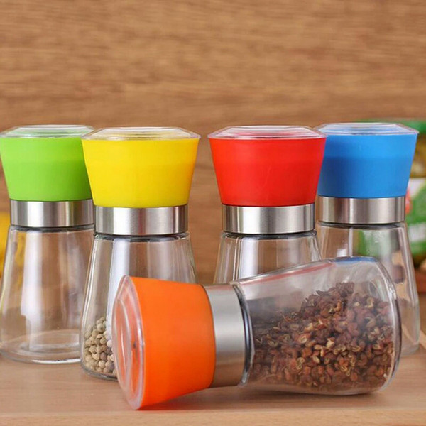 Pepper Mill Grinder Manual Pepper Grinder Salt Grind Bottle Glass Kitchen Tools Premium Salt Grinder Salt Container Holder YFA254