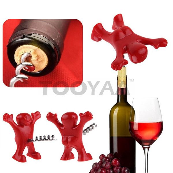 Happy Man Beer Wine Bottle Openers Stainless Steel Cork Stopper Plug Wine Corkscrews Beer Soda Kitchen Bar Tools Wedding Gift